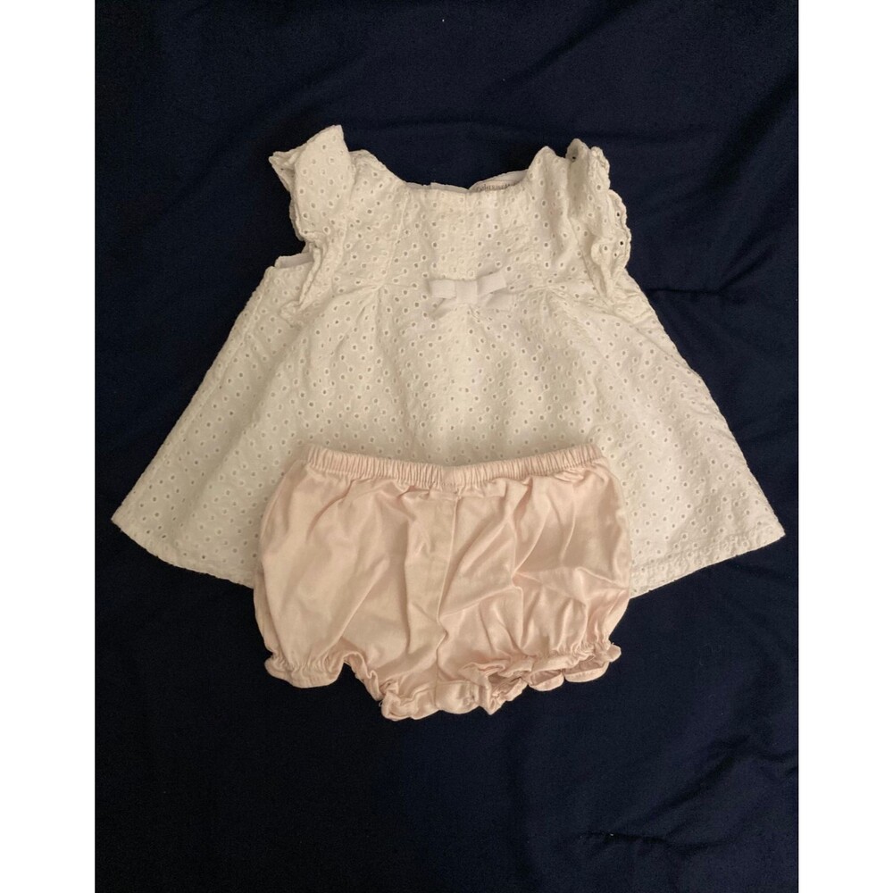 6-9 Months Catherine Malandrino baby girl clothes - 2 piece dress set | white